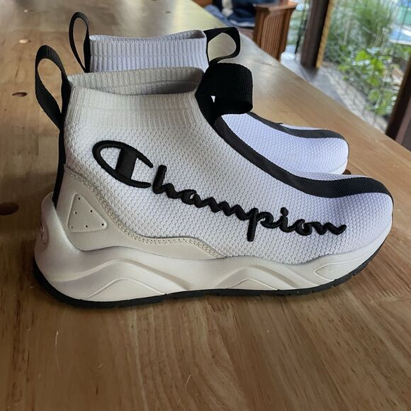 Champion Shoes Sneaker KT Rally Sock Style Slip On Script Spellout Womens 6W - Picture 2 of 7